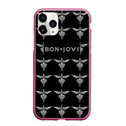 Чехол iPhone 11 Pro матовый Bon Jovi, цвет: 3D-малиновый