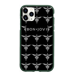 Чехол iPhone 11 Pro матовый Bon Jovi, цвет: 3D-темно-зеленый