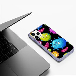 Чехол iPhone 11 Pro матовый Веселые микробы, цвет: 3D-светло-сиреневый — фото 2