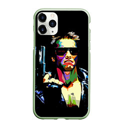 Чехол iPhone 11 Pro матовый Terminator Art, цвет: 3D-салатовый