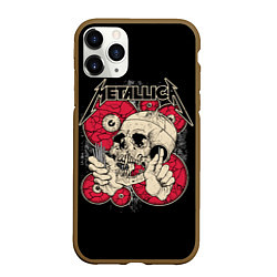 Чехол iPhone 11 Pro матовый Metallica Skull, цвет: 3D-коричневый