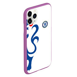 Чехол iPhone 11 Pro матовый FC Chelsea: White Lion, цвет: 3D-фиолетовый — фото 2