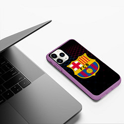 Чехол iPhone 11 Pro матовый FC Barcelona Lines, цвет: 3D-фиолетовый — фото 2