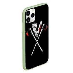 Чехол iPhone 11 Pro матовый Викинги, цвет: 3D-салатовый — фото 2