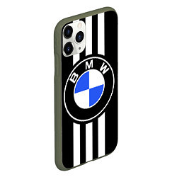 Чехол iPhone 11 Pro матовый BMW: White Strips, цвет: 3D-темно-зеленый — фото 2