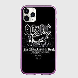 Чехол iPhone 11 Pro матовый AC DC - gun, цвет: 3D-фиолетовый