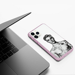 Чехол iPhone 11 Pro матовый Джастин Бибер Ч/Б, цвет: 3D-розовый — фото 2