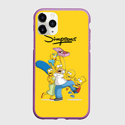 Чехол iPhone 11 Pro матовый Simpsons Family, цвет: 3D-фиолетовый
