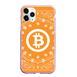 Чехол iPhone 11 Pro матовый Bitcoin Mandala, цвет: 3D-розовый