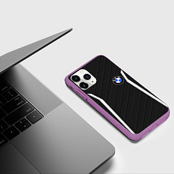 Чехол iPhone 11 Pro матовый BMW CARBON БМВ КАРБОН, цвет: 3D-фиолетовый — фото 2