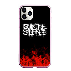 Чехол iPhone 11 Pro матовый Suicide Silence: Red Flame, цвет: 3D-розовый