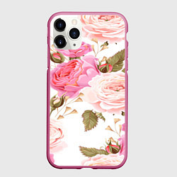 Чехол iPhone 11 Pro матовый Spring Flowers, цвет: 3D-малиновый