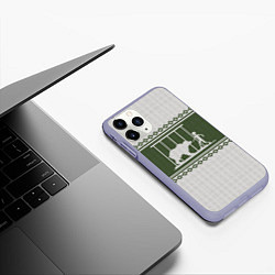 Чехол iPhone 11 Pro матовый Медведь: Зимний узор, цвет: 3D-светло-сиреневый — фото 2