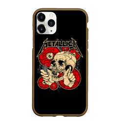 Чехол iPhone 11 Pro матовый Metallica Skull, цвет: 3D-коричневый