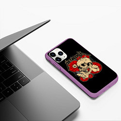 Чехол iPhone 11 Pro матовый Metallica Skull, цвет: 3D-фиолетовый — фото 2