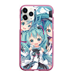 Чехол iPhone 11 Pro матовый Hatsune Miku, цвет: 3D-малиновый