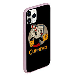 Чехол iPhone 11 Pro матовый Cuphead: Mugman, цвет: 3D-розовый — фото 2