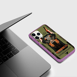 Чехол iPhone 11 Pro матовый Дикий доберман, цвет: 3D-фиолетовый — фото 2