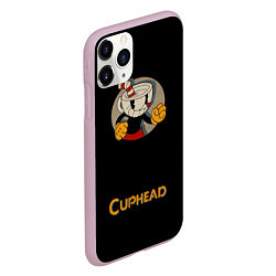 Чехол iPhone 11 Pro матовый Cuphead: Black Mugman, цвет: 3D-розовый — фото 2