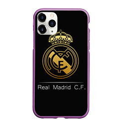 Чехол iPhone 11 Pro матовый FC Real Madrid: Gold Edition, цвет: 3D-фиолетовый