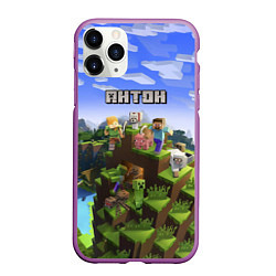 Чехол iPhone 11 Pro матовый Майнкрафт: Антон, цвет: 3D-фиолетовый