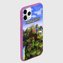 Чехол iPhone 11 Pro матовый Майнкрафт: Максим, цвет: 3D-фиолетовый — фото 2