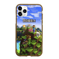 Чехол iPhone 11 Pro матовый Майнкрафт: Павел, цвет: 3D-коричневый