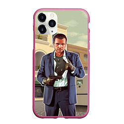 Чехол iPhone 11 Pro матовый GTA V: Michael, цвет: 3D-малиновый