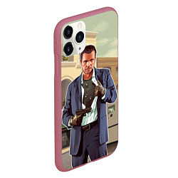 Чехол iPhone 11 Pro матовый GTA V: Michael, цвет: 3D-малиновый — фото 2
