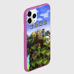 Чехол iPhone 11 Pro матовый Майнкрафт: Саша, цвет: 3D-фиолетовый — фото 2