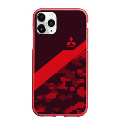 Чехол iPhone 11 Pro матовый MITSUBISHI SPORT, цвет: 3D-красный