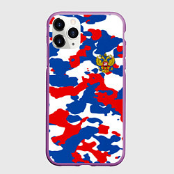 Чехол iPhone 11 Pro матовый Герб РФ Милитари, цвет: 3D-фиолетовый
