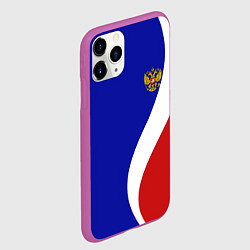 Чехол iPhone 11 Pro матовый Герб РФ Триколор, цвет: 3D-фиолетовый — фото 2