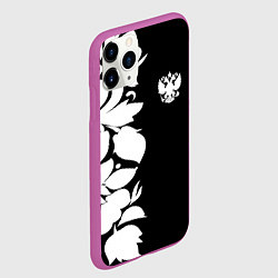 Чехол iPhone 11 Pro матовый Russia: B&W Floral, цвет: 3D-фиолетовый — фото 2