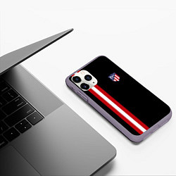 Чехол iPhone 11 Pro матовый FC Atletico Madrid: Red Line, цвет: 3D-серый — фото 2