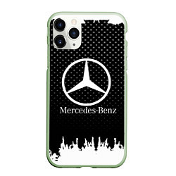 Чехол iPhone 11 Pro матовый Mercedes-Benz: Black Side, цвет: 3D-салатовый