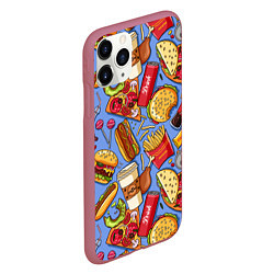Чехол iPhone 11 Pro матовый Fastfood Life, цвет: 3D-малиновый — фото 2