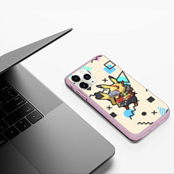 Чехол iPhone 11 Pro матовый Pikachu Geometry, цвет: 3D-розовый — фото 2