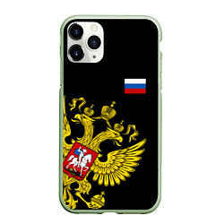 Чехол iPhone 11 Pro матовый Флаг и Герб России, цвет: 3D-салатовый