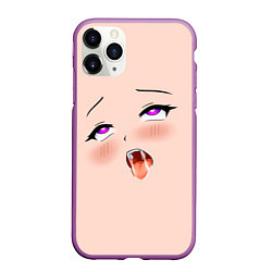 Чехол iPhone 11 Pro матовый Ahegao Face, цвет: 3D-фиолетовый