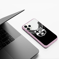 Чехол iPhone 11 Pro матовый FC Barcelona: Black Style, цвет: 3D-розовый — фото 2