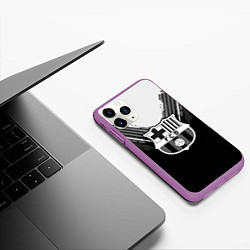 Чехол iPhone 11 Pro матовый FC Barcelona: Black Style, цвет: 3D-фиолетовый — фото 2