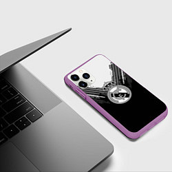 Чехол iPhone 11 Pro матовый FC Real Madrid: Black Style, цвет: 3D-фиолетовый — фото 2