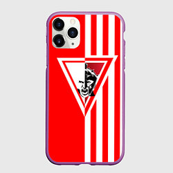 Чехол iPhone 11 Pro матовый Красно-белый воин, цвет: 3D-фиолетовый