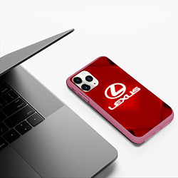 Чехол iPhone 11 Pro матовый Lexus: Red Light, цвет: 3D-малиновый — фото 2