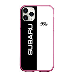 Чехол iPhone 11 Pro матовый Subaru B&W, цвет: 3D-малиновый