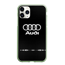 Чехол iPhone 11 Pro матовый Audi: Black Abstract, цвет: 3D-салатовый