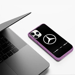 Чехол iPhone 11 Pro матовый Mercedes: Black Abstract, цвет: 3D-фиолетовый — фото 2