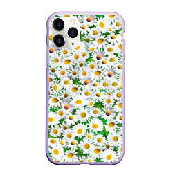 Чехол iPhone 11 Pro матовый Полевые ромашки, цвет: 3D-светло-сиреневый
