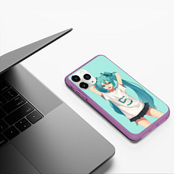 Чехол iPhone 11 Pro матовый Hatsune Miku, цвет: 3D-фиолетовый — фото 2